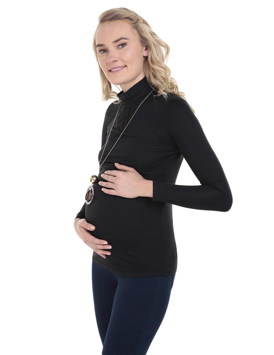 Playera maternidad manga larga cuello alto