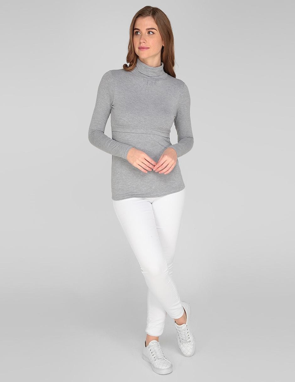 Playera maternidad manga larga One to Nine cuello alto