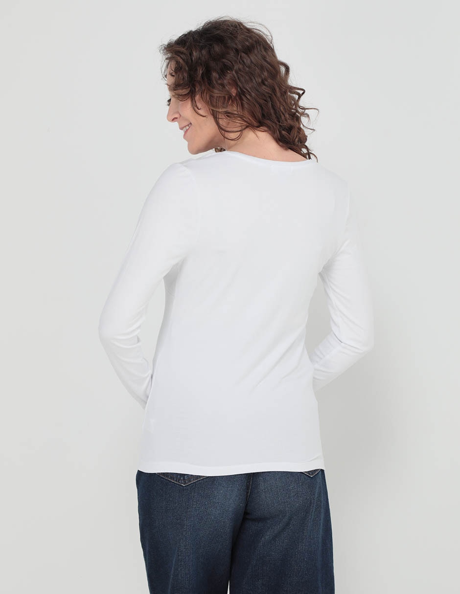 Playera maternidad manga larga cuello v 8