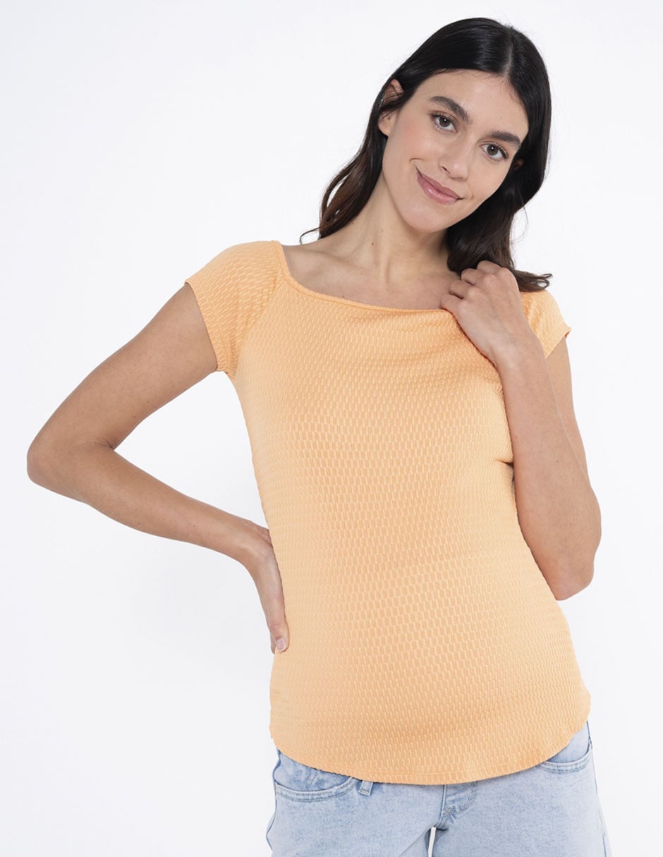 Playera maternidad manga corta cuello redondo 2