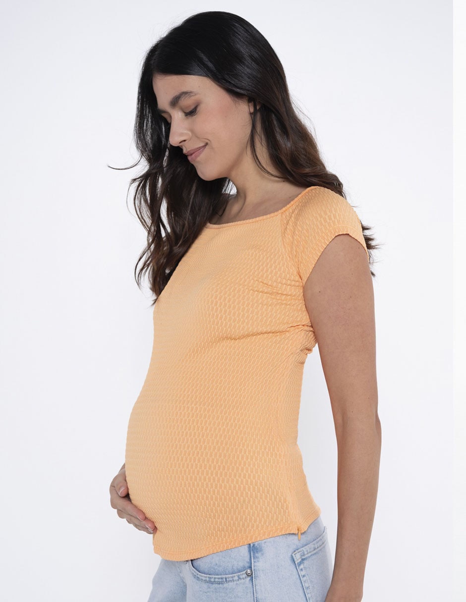Playera maternidad manga corta cuello redondo 3