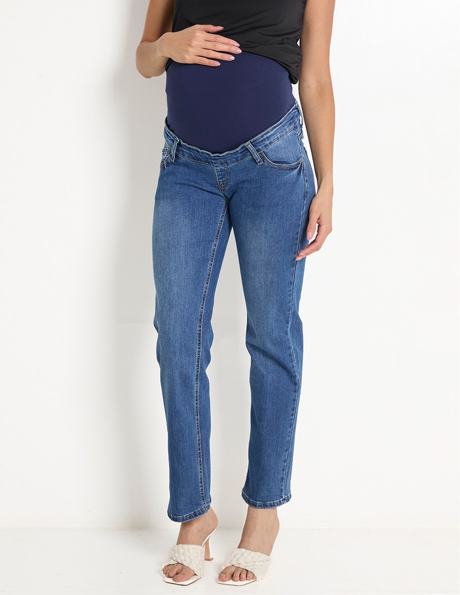 Jeans de maternidad straight corte cintura alta 1