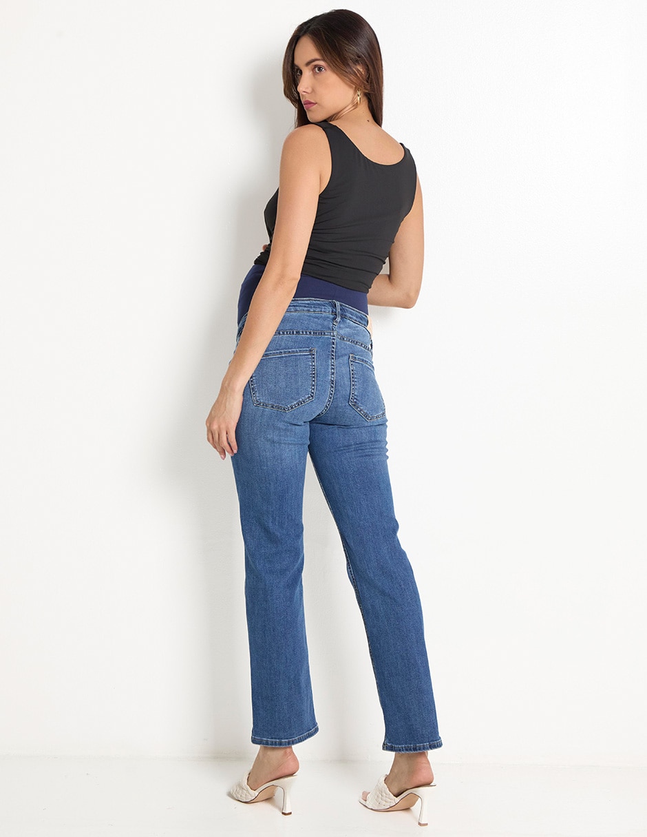 Jeans de maternidad straight corte cintura alta 5