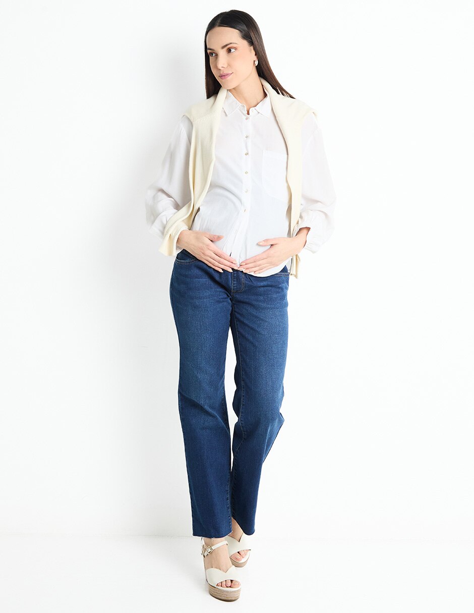 Jeans maternidad campana corte cintura alta 3