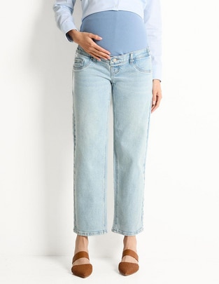 Jeans maternidad straight corte cintura alta Jeans maternidad straight corte cintura alta
