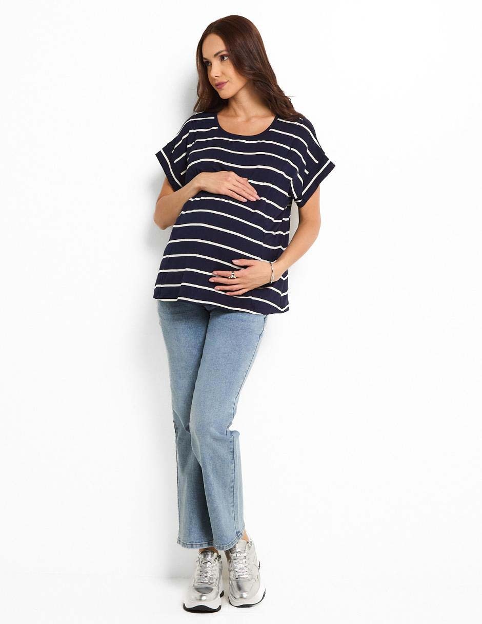 Playera maternidad manga corta cuello redondo 7