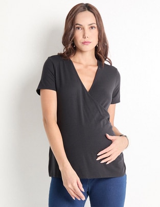 Playera maternidad manga corta One To Nine cuello v