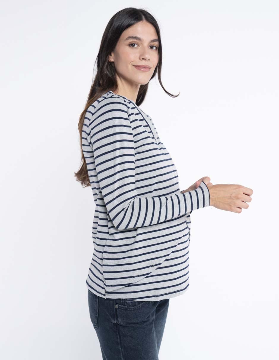 Playera maternidad manga larga cuello v 9