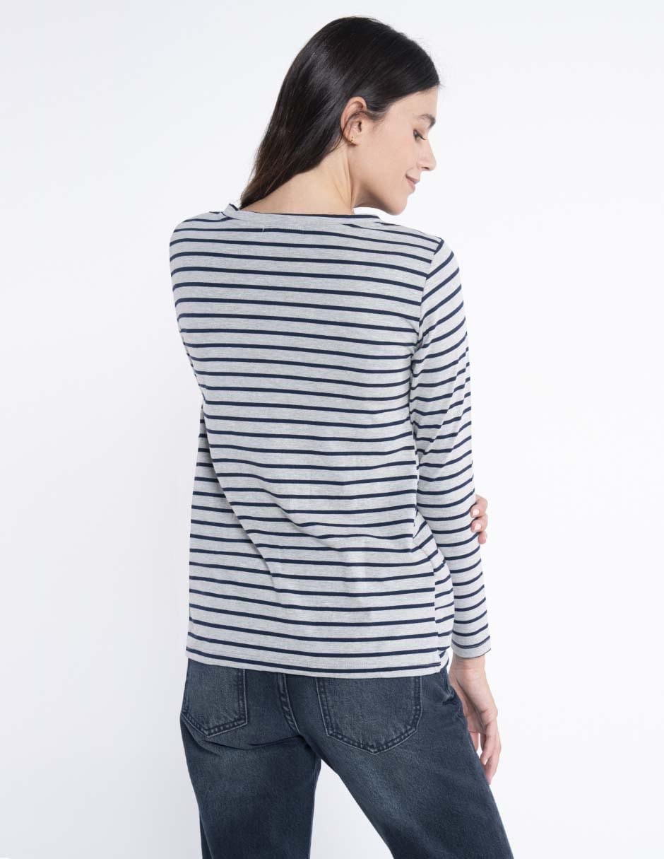 Playera maternidad manga larga cuello v 10