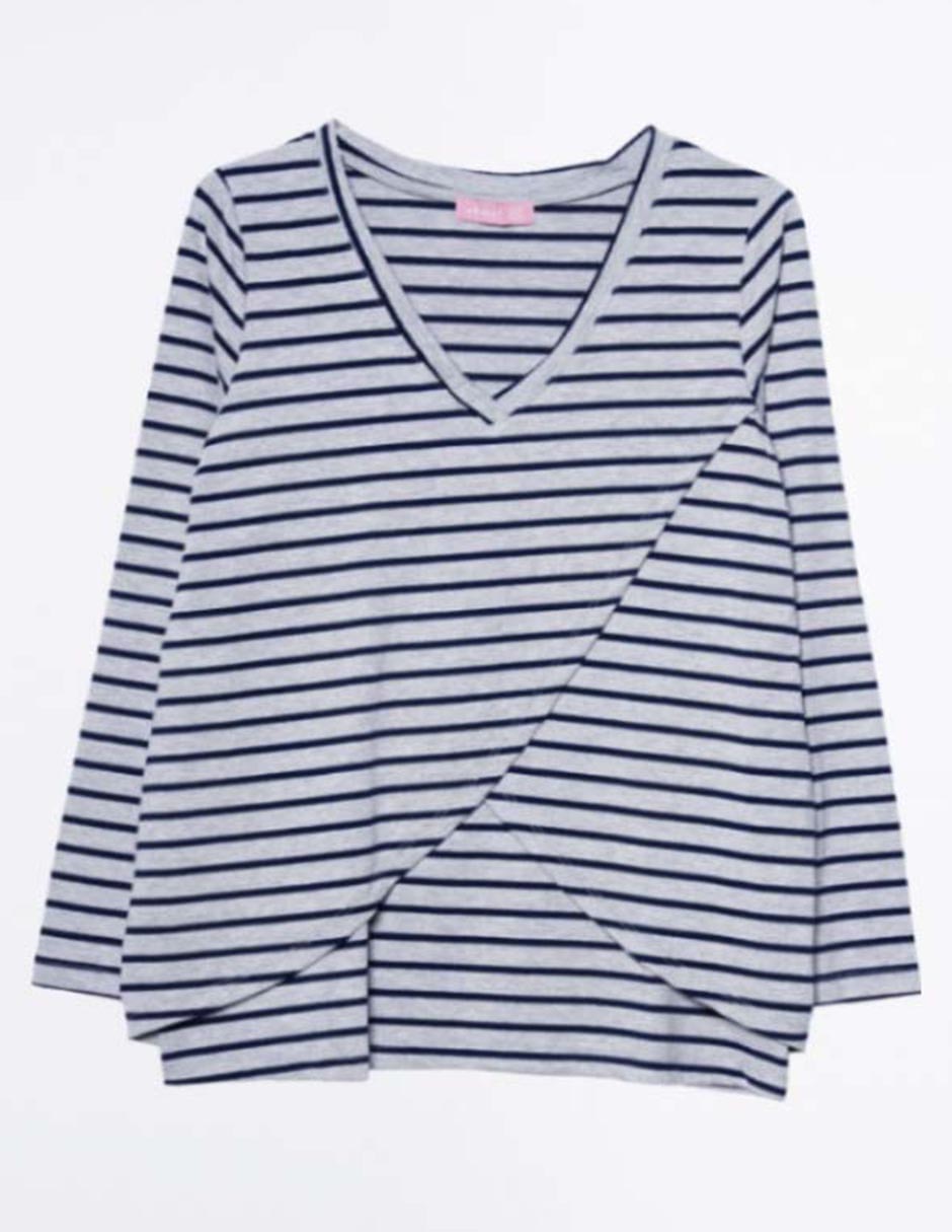 Playera maternidad manga larga cuello v 13