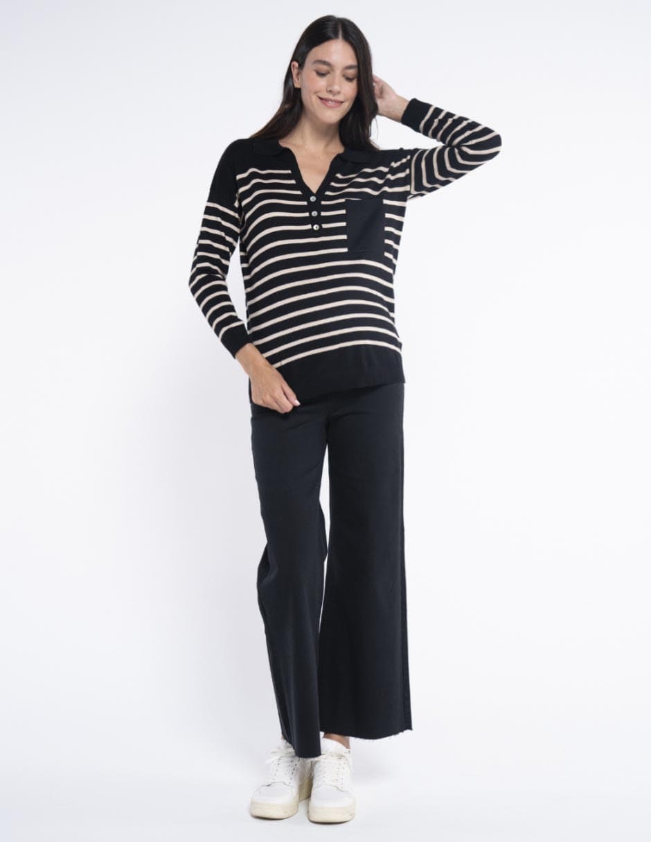 Suéter maternidad cuello camisero 1
