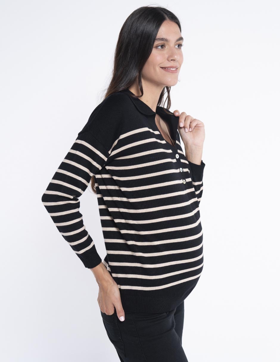 Suéter maternidad cuello camisero 9