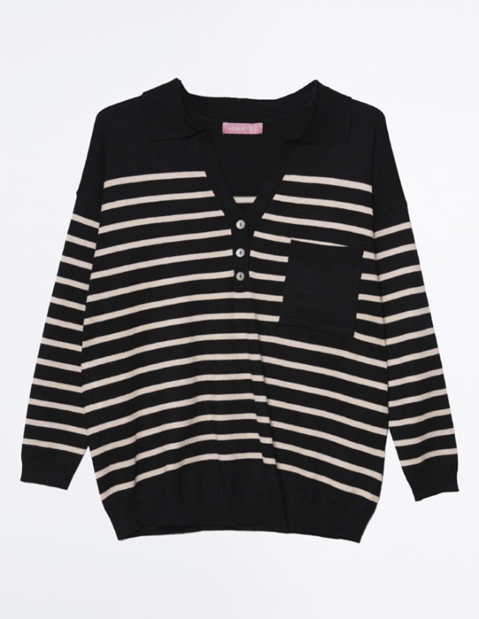 Suéter maternidad cuello camisero 13