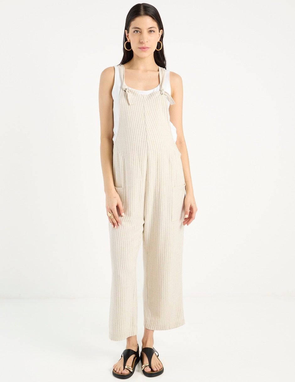 Overol maternidad casual estampado a rayas 5