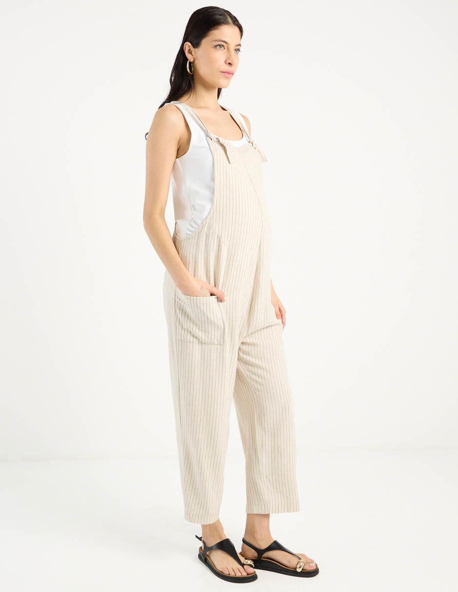 Overol maternidad casual estampado a rayas