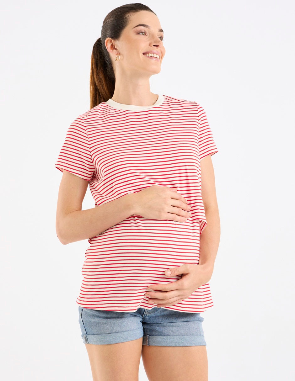 Playera maternidad manga corta cuello redondo 1