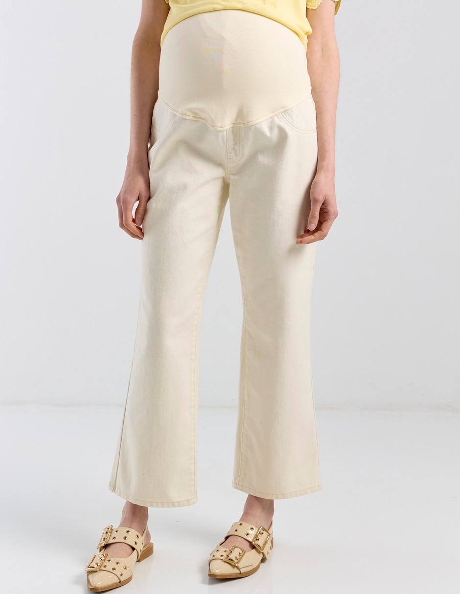 Jeans maternidad capri campana One To Nine corte cintura alta
