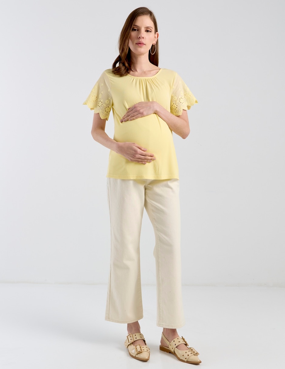 Jeans maternidad capri campana One To Nine corte cintura alta