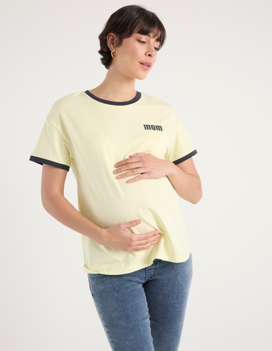 Playera maternidad manga corta cuello redondo 1