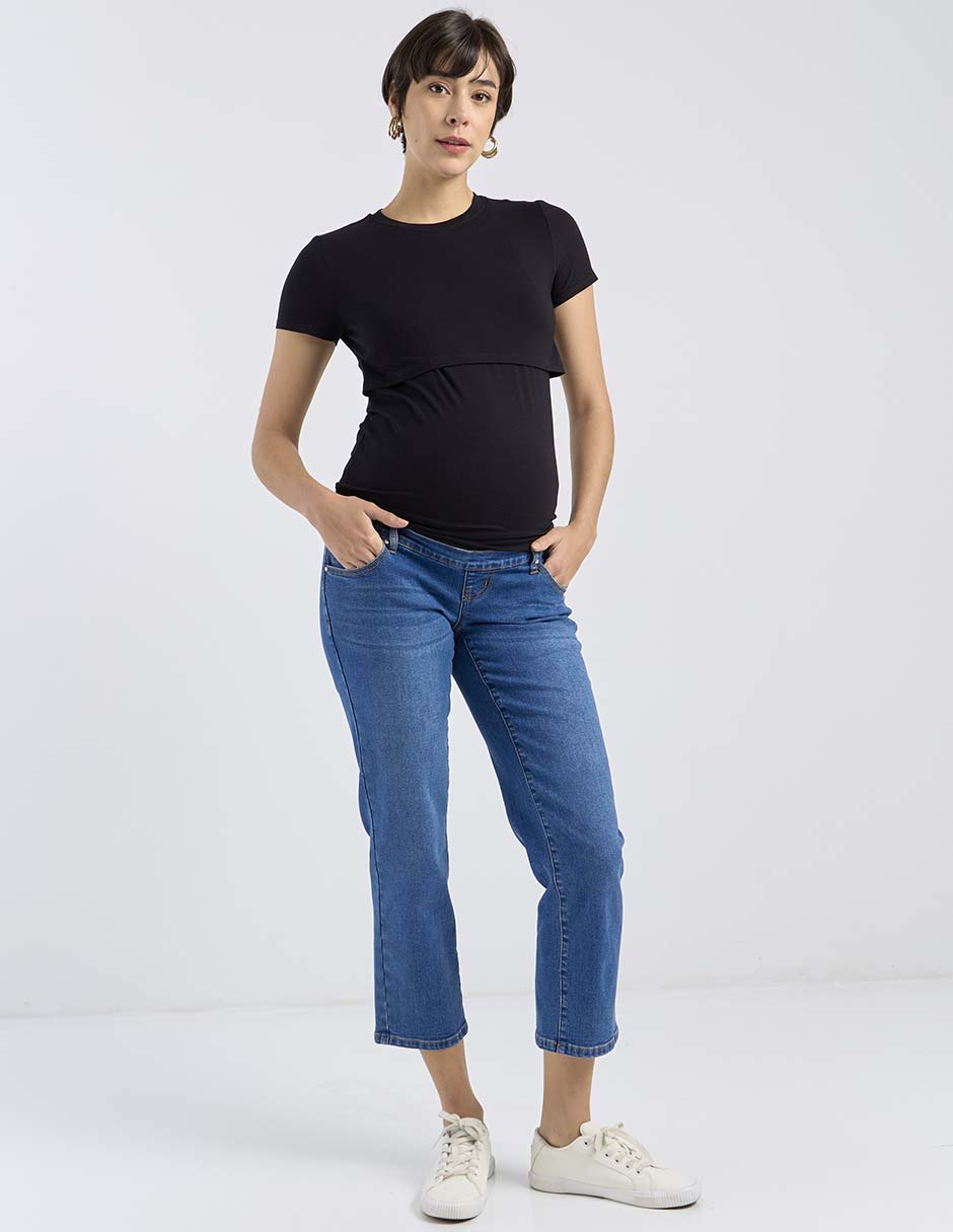 Jeans maternidad capri straight One To Nine corte cintura alta