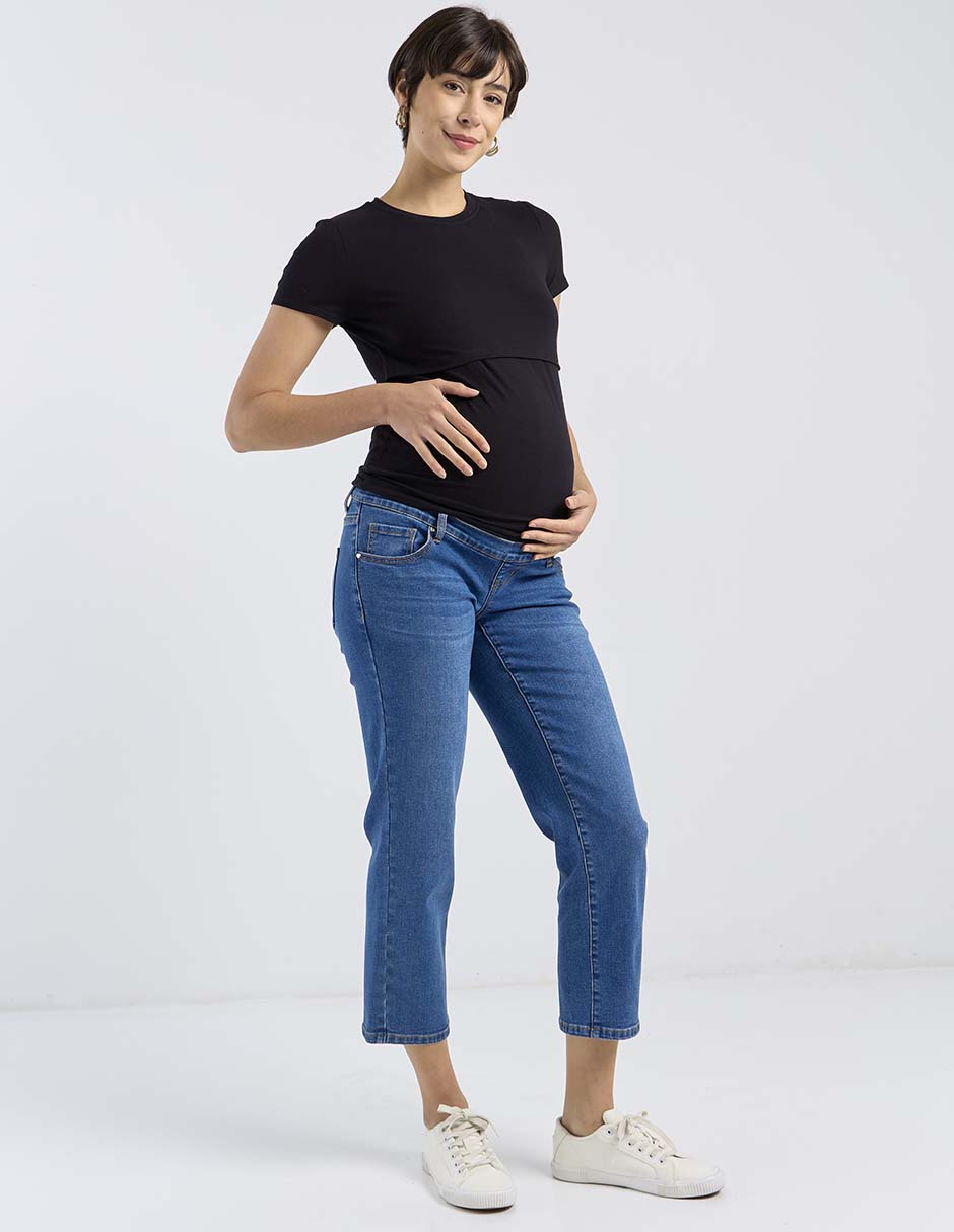 Jeans maternidad capri straight One To Nine corte cintura alta