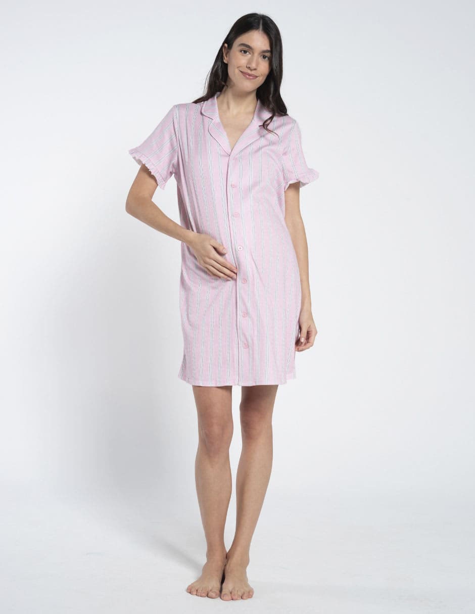 Playera pijama maternidad estampado a rayas
