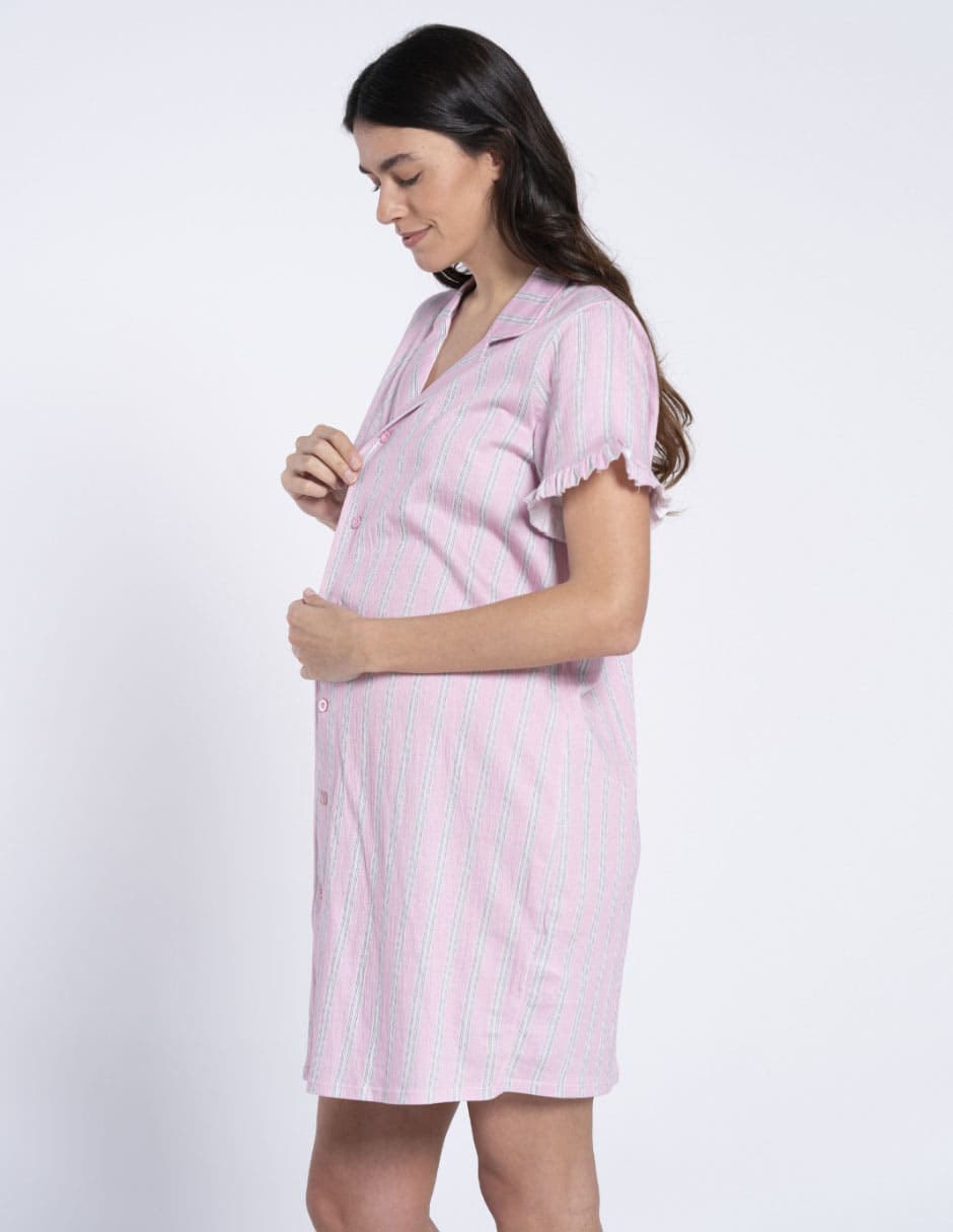 Playera pijama maternidad estampado a rayas 9