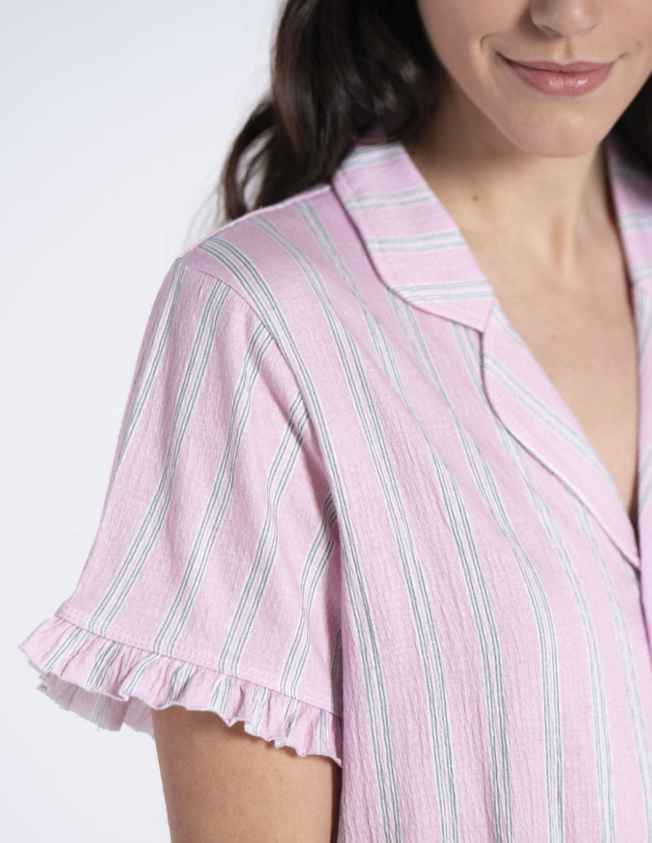 Playera pijama maternidad estampado a rayas 12