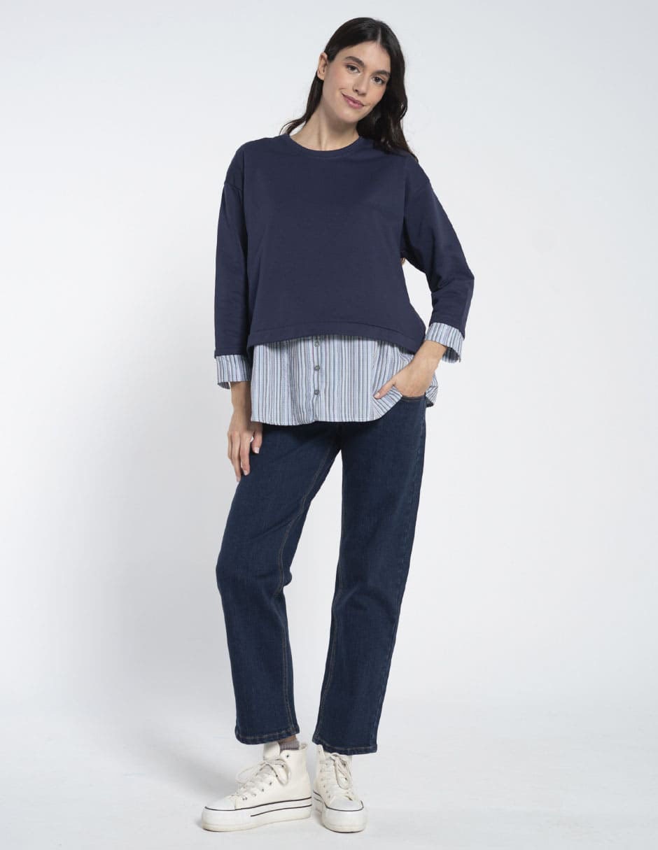 Sudadera maternidad efecto doble prenda Sudadera maternidad efecto doble prenda