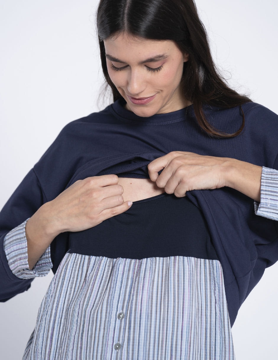Sudadera maternidad efecto doble prenda
