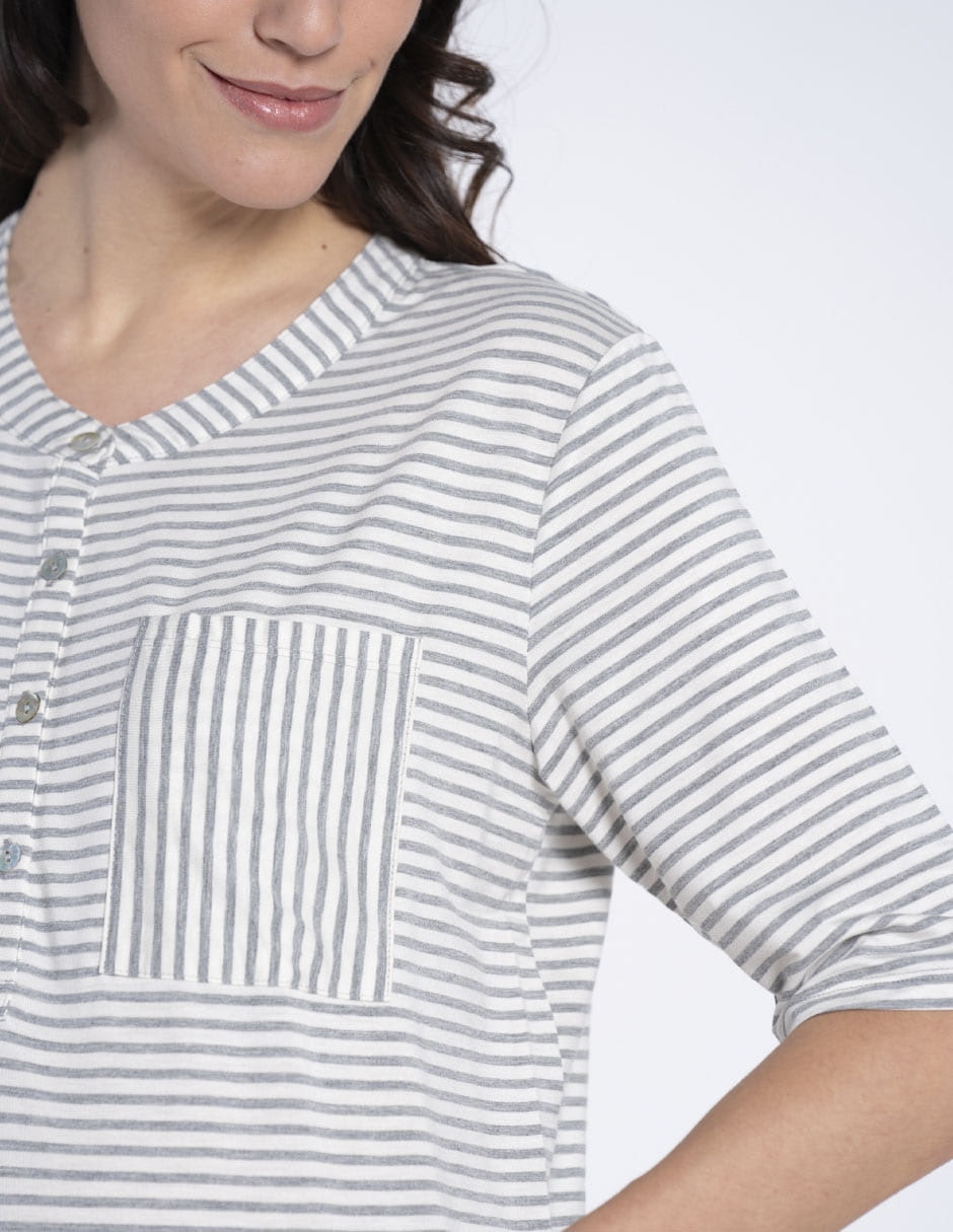 Playera maternidad manga al codo Oh Ma! cuello v