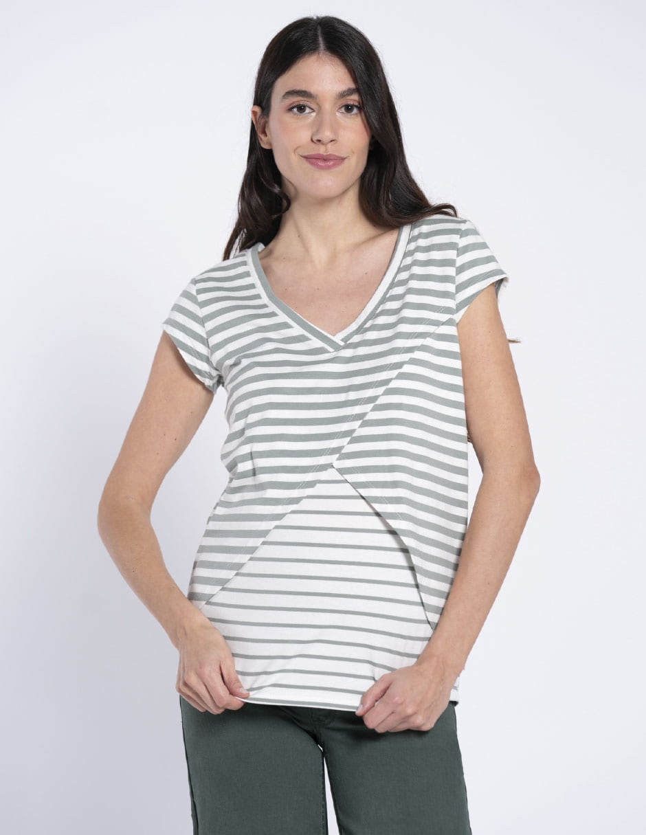 Playera maternidad manga corta cuello v 2