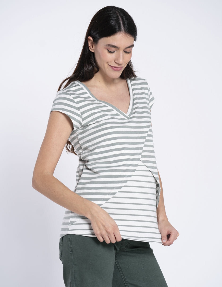 Playera maternidad manga corta cuello v 3