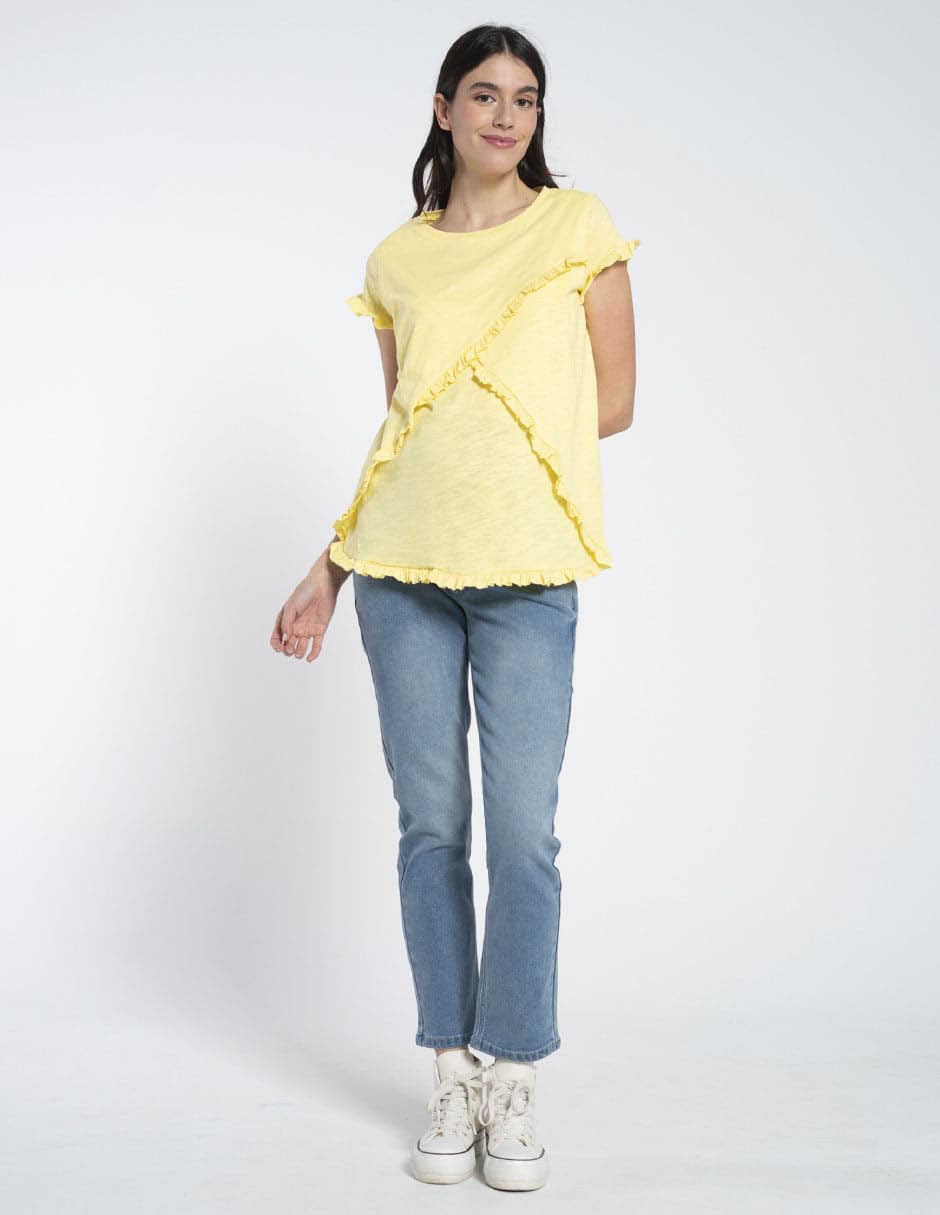 Playera maternidad manga corta cuello redondo Playera maternidad manga corta cuello redondo