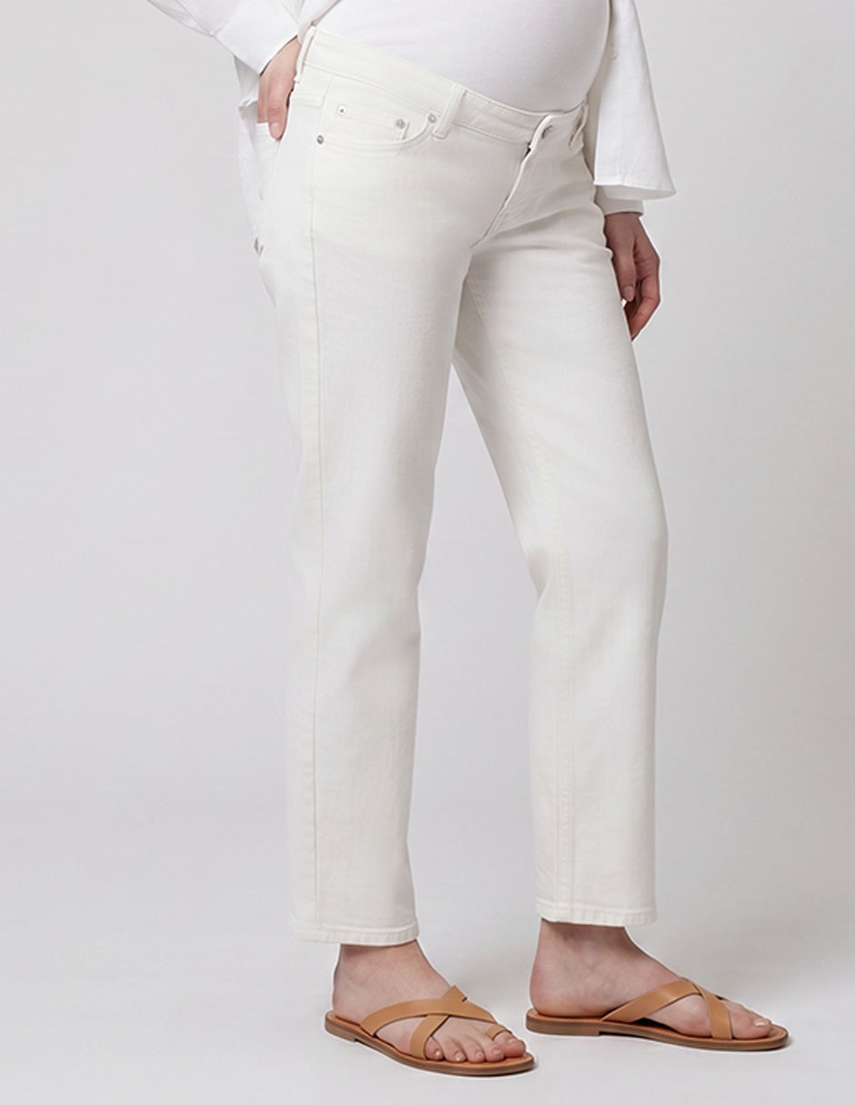 Jeans maternidad straight corte cintura alta