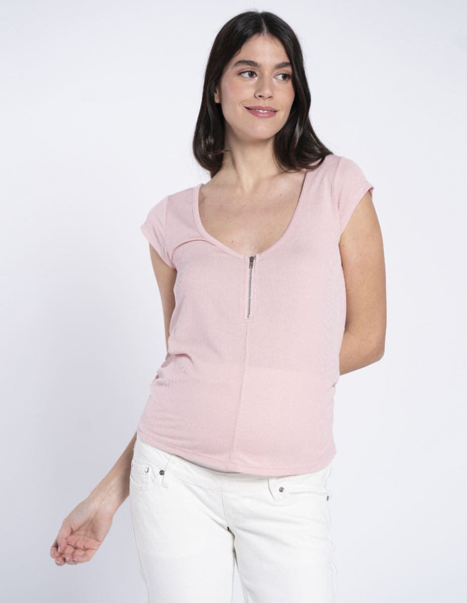 Playera maternidad manga corta cuello v 8