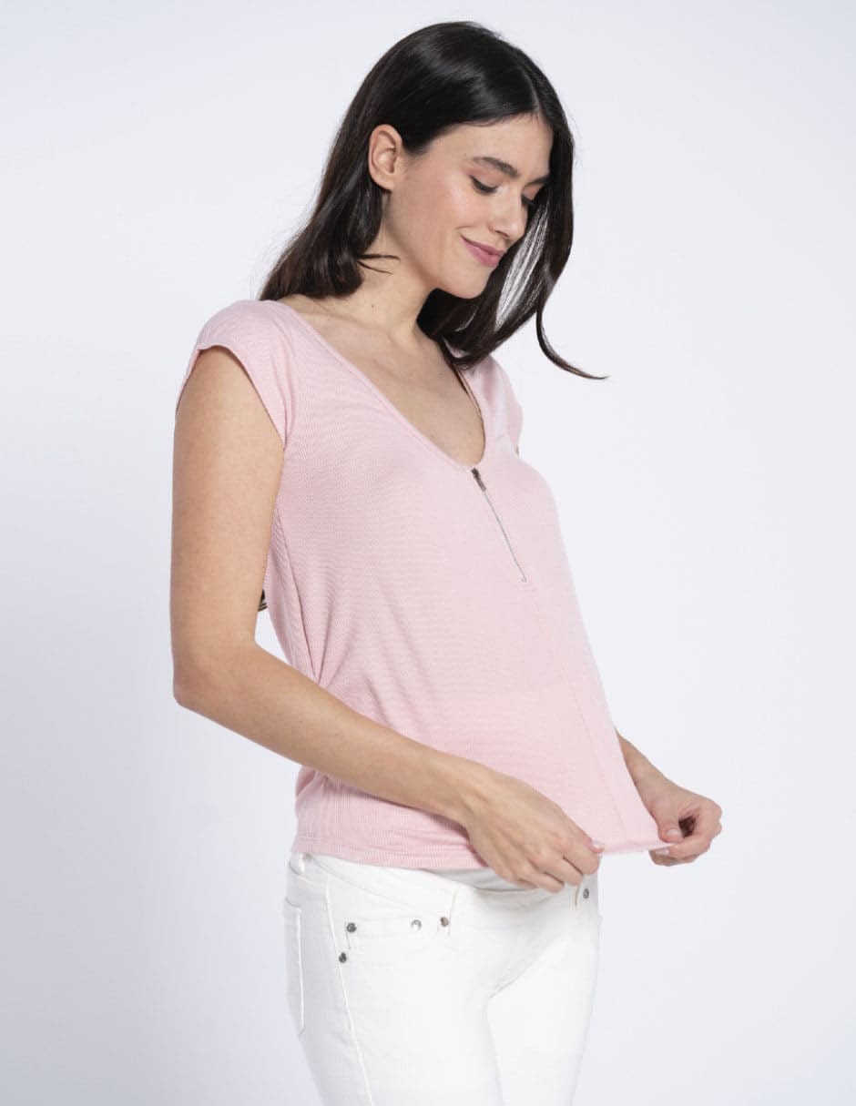 Playera maternidad manga corta cuello v 9