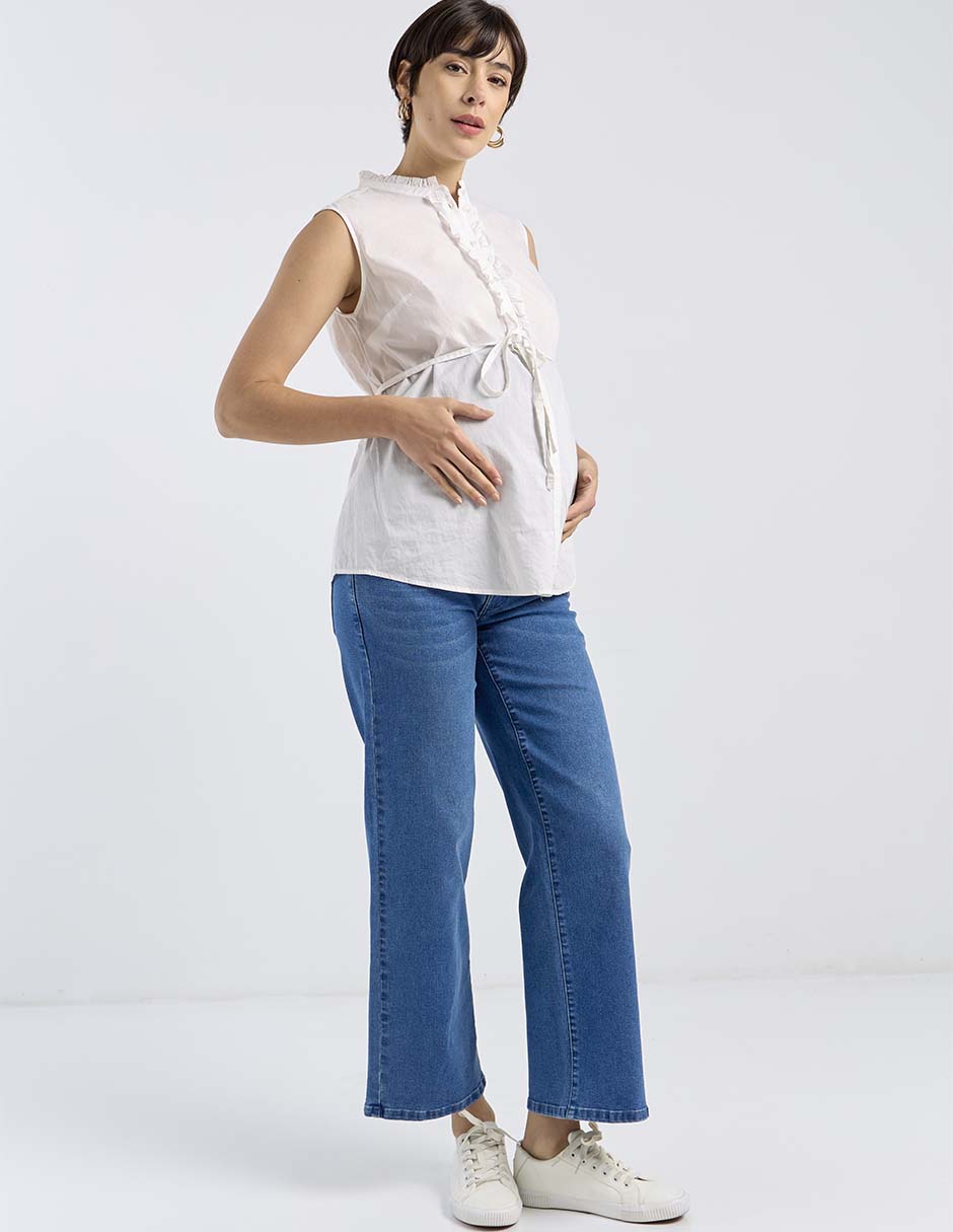 Jeans maternidad straight corte cintura alta 5