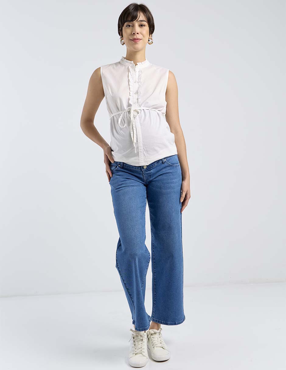 Jeans maternidad straight corte cintura alta 4