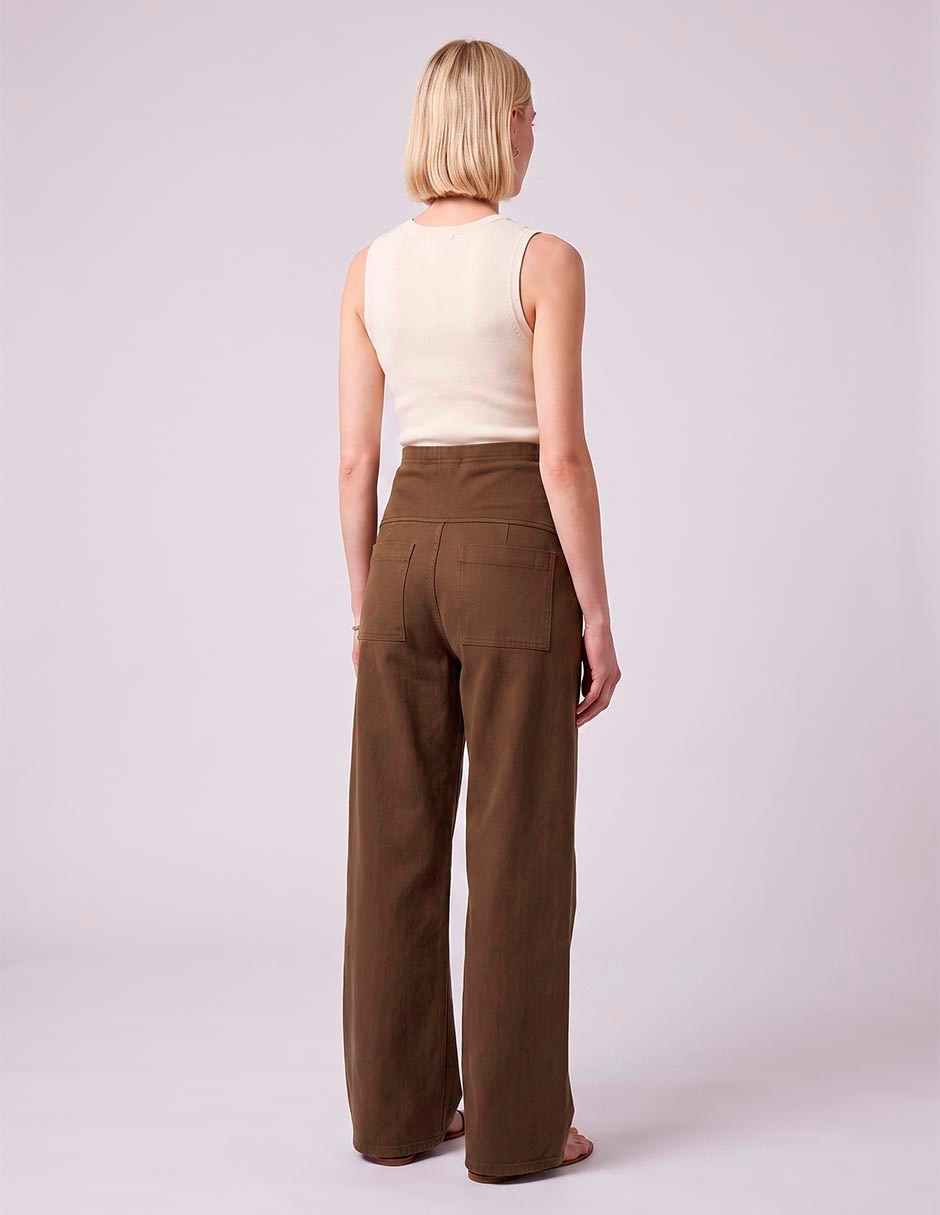 Jeans maternidad relaxed campana corte cintura alta