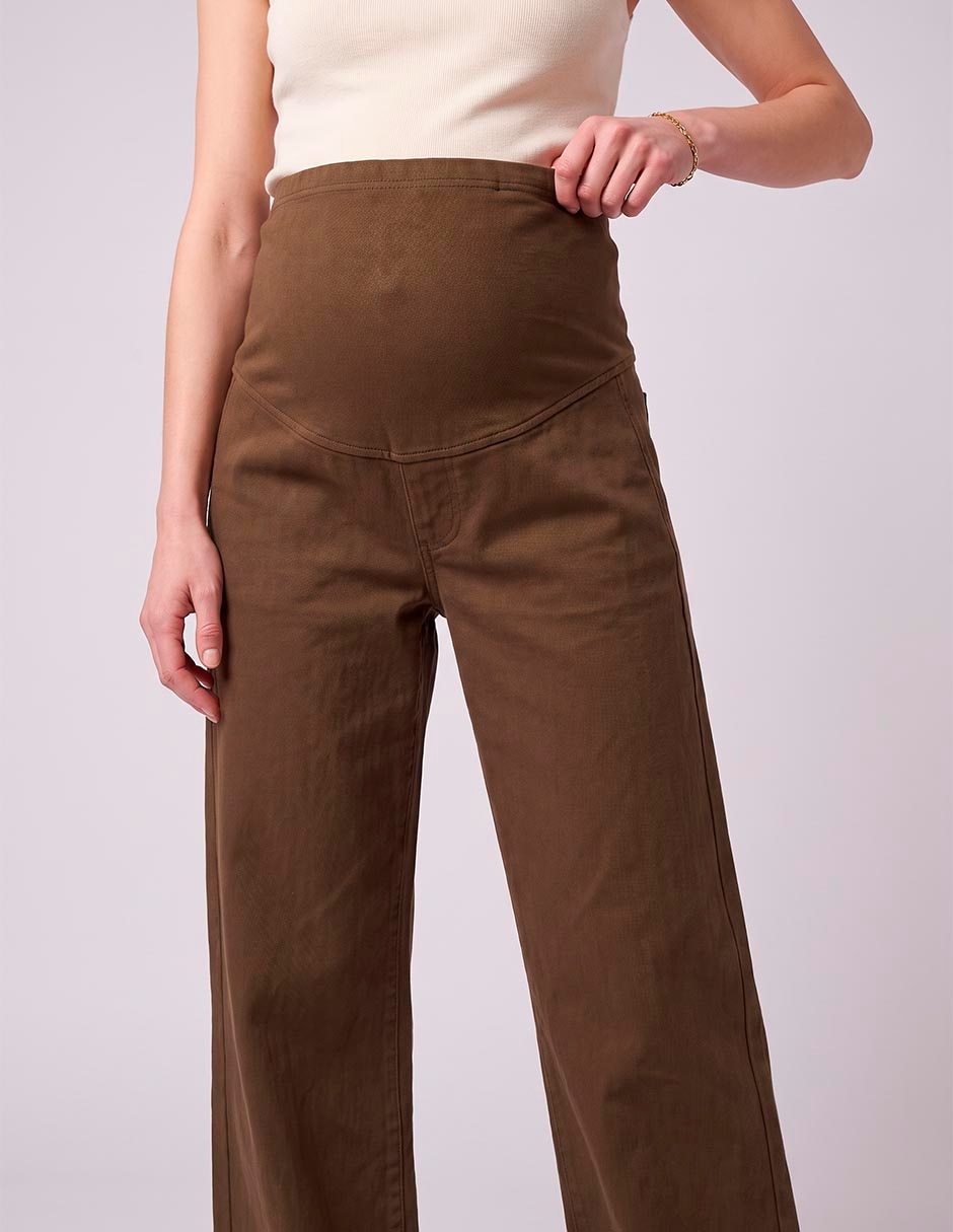 Jeans maternidad relaxed campana corte cintura alta