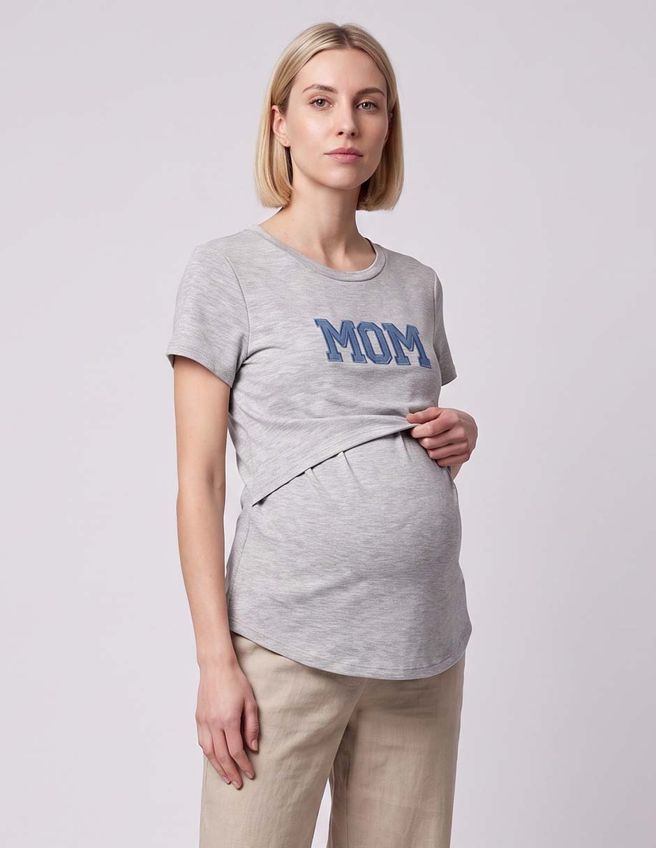 Playera maternidad manga corta cuello redondo Playera maternidad manga corta cuello redondo