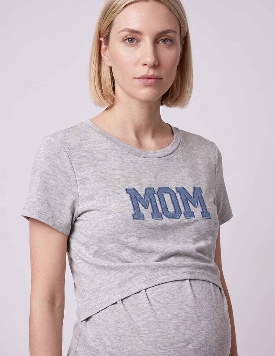 Playera maternidad manga corta cuello redondo 3