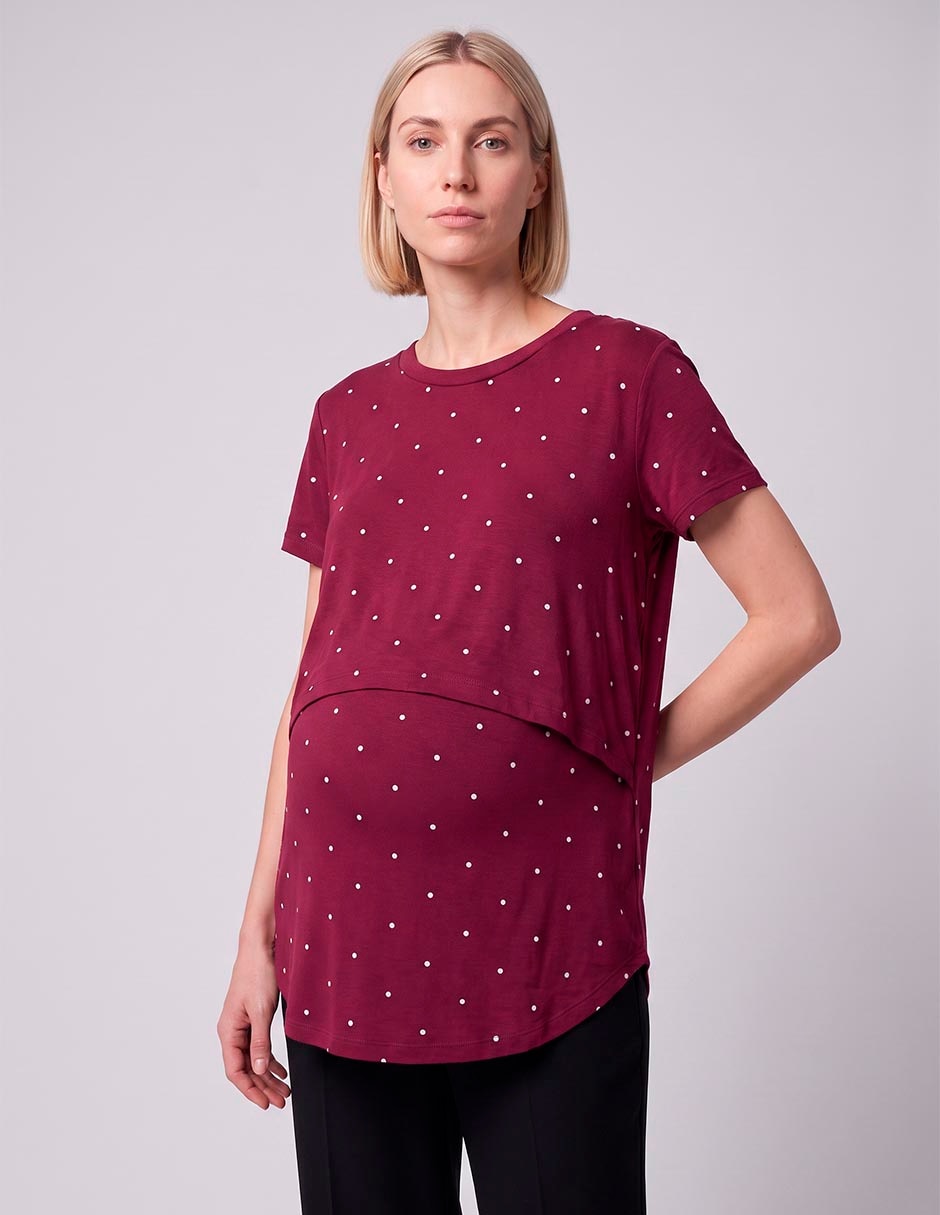Playera maternidad manga corta cuello redondo 5