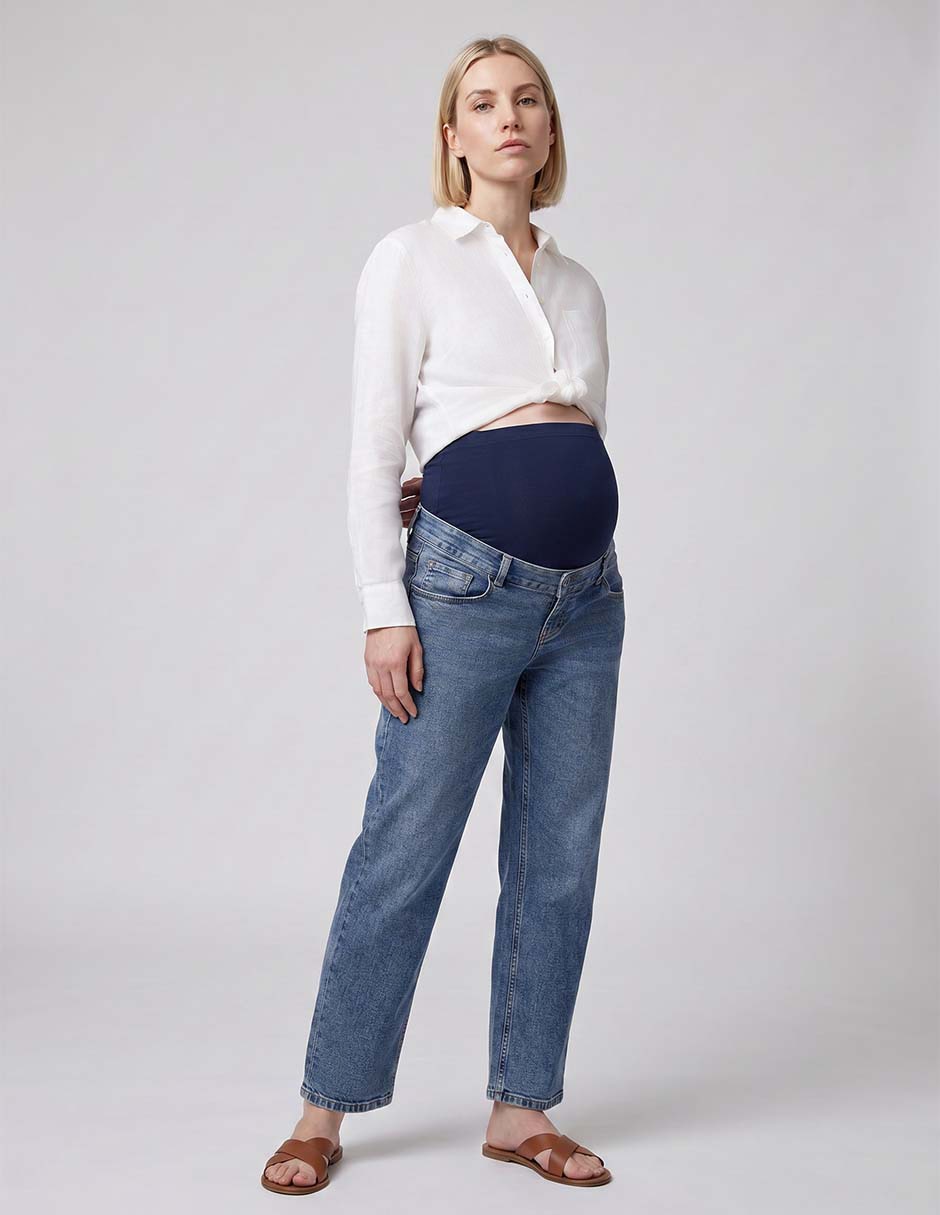 Jeans maternidad amplio cintura alta 3