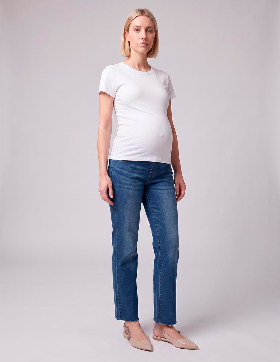 Jeans maternidad straight corte cintura alta Jeans maternidad straight corte cintura alta