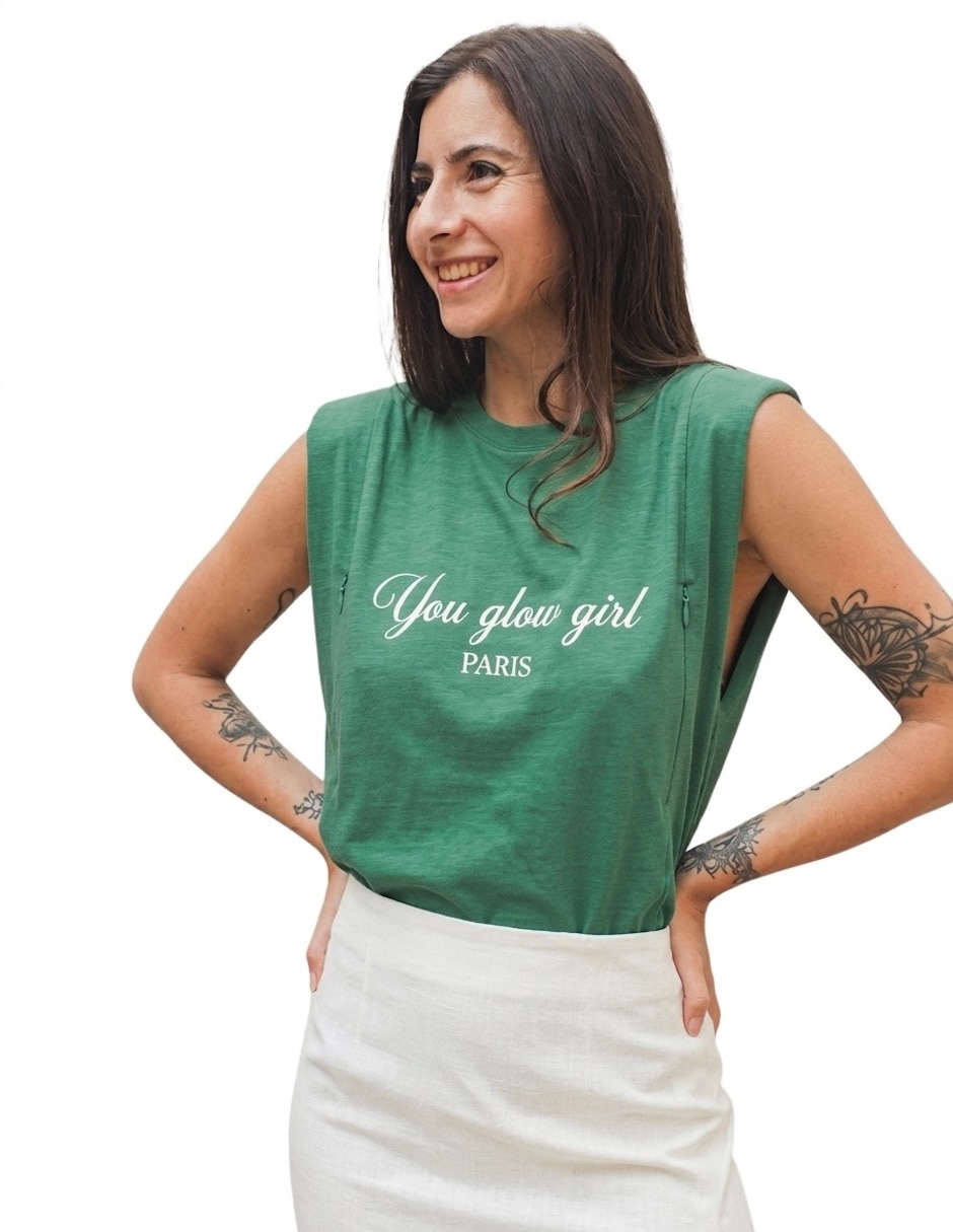 Playera maternidad sin manga Glow cuello redondo 4