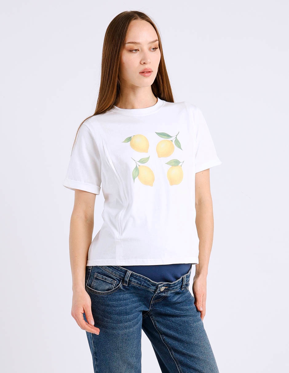 Playera maternidad manga corta cuello redondo Playera maternidad manga corta cuello redondo