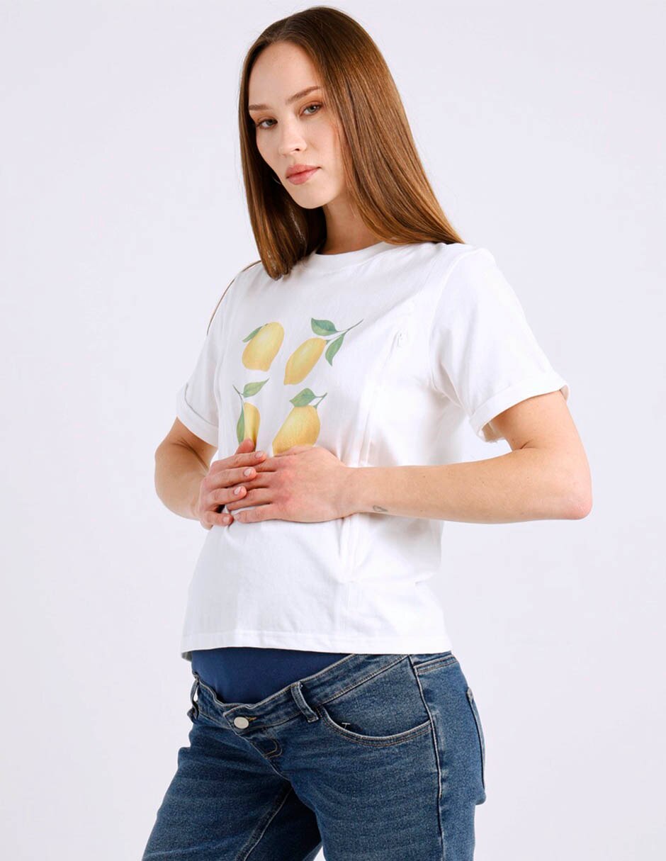 Playera maternidad manga corta cuello redondo 2