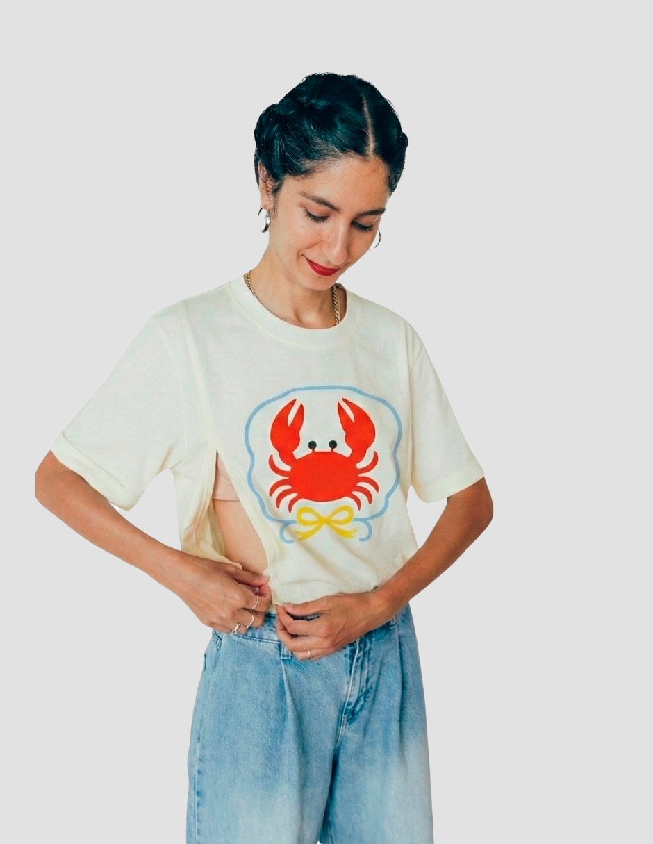 Playera maternidad manga corta cuello redondo 1